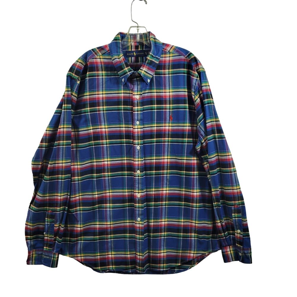 Ralph Lauren Men's Blue Plaid Button Front Shirt Size XL 82424-0873 - Picture 1 of 8